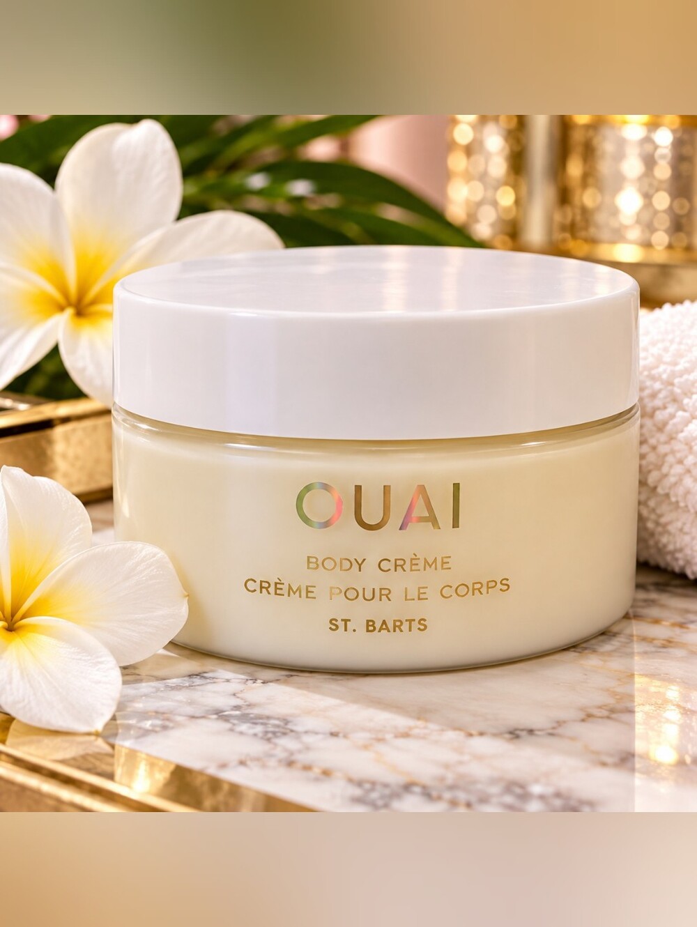 OUAI Body Crème in cream jar with white lid